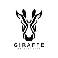 giraffe logo ontwerp, giraffe hoofd vector silhouet, hoog nek dier, dierentuin, tatoeëren illustratie, Product merk