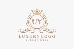 eerste uy brief Koninklijk luxe logo sjabloon in vector kunst voor restaurant, royalty, boetiek, cafe, hotel, heraldisch, sieraden, mode en andere vector illustratie.