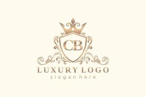 eerste cb brief Koninklijk luxe logo sjabloon in vector kunst voor restaurant, royalty, boetiek, cafe, hotel, heraldisch, sieraden, mode en andere vector illustratie.