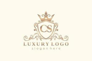 eerste cs brief Koninklijk luxe logo sjabloon in vector kunst voor restaurant, royalty, boetiek, cafe, hotel, heraldisch, sieraden, mode en andere vector illustratie.