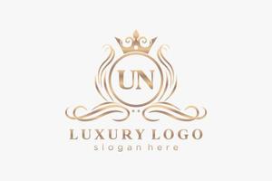 eerste un brief Koninklijk luxe logo sjabloon in vector kunst voor restaurant, royalty, boetiek, cafe, hotel, heraldisch, sieraden, mode en andere vector illustratie.