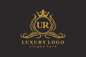 eerste ur brief Koninklijk luxe logo sjabloon in vector kunst voor restaurant, royalty, boetiek, cafe, hotel, heraldisch, sieraden, mode en andere vector illustratie.