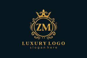 eerste zm brief Koninklijk luxe logo sjabloon in vector kunst voor restaurant, royalty, boetiek, cafe, hotel, heraldisch, sieraden, mode en andere vector illustratie.