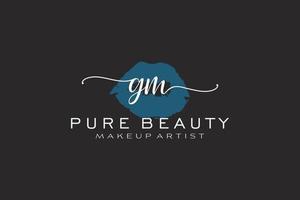 eerste gm waterverf lippen premade logo ontwerp, logo voor bedenken artiest bedrijf branding, blozen schoonheid winkel logo ontwerp, schoonschrift logo met creatief sjabloon. vector