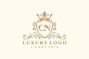 eerste cn brief Koninklijk luxe logo sjabloon in vector kunst voor restaurant, royalty, boetiek, cafe, hotel, heraldisch, sieraden, mode en andere vector illustratie.