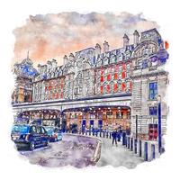 london verenigd koninkrijk aquarel schets hand getekende illustratie vector