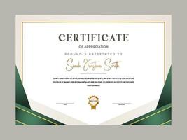 moderne elegante gouden certificaatsjabloon met badge vector