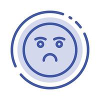 emoji's emotie gevoel verdrietig blauw stippel lijn lijn icoon vector