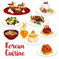 Koreaans keuken restaurant lunch icoon van Aziatisch voedsel vector