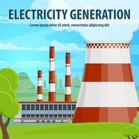 elektriciteit generatie poster met macht station vector