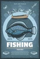 vector wijnoogst poster voor visvangst tours