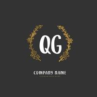 qg eerste handschrift en handtekening logo ontwerp met cirkel. mooi ontwerp handgeschreven logo voor mode, team, bruiloft, luxe logo. vector