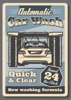 auto wassen onderhoud retro poster voor garage ontwerp vector