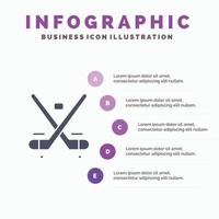 Canada spel hockey ijs Olympische Spelen solide icoon infographics 5 stappen presentatie achtergrond vector