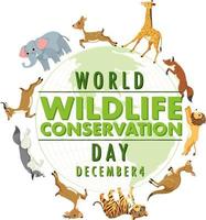 wereld dieren in het wild behoud dag poster sjabloon vector