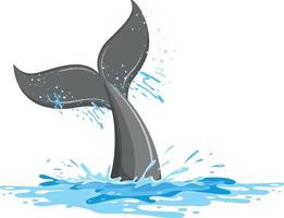 een staart van een walvis in het water vector