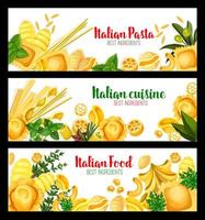 vector banners voor Italiaans pasta keuken
