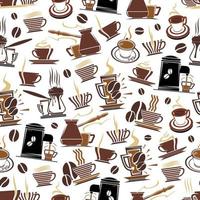 vector koffie kop en makers naadloos patroon