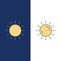 zon weer zonsondergang zonsopkomst zomer vlak kleur icoon vector