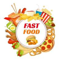 snel voedsel restaurant poster met lunch menu kader vector