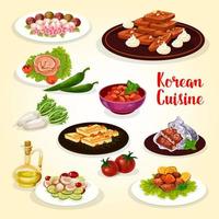 Koreaans voedsel icoon met gerechten van Aziatisch keuken vector