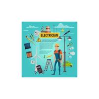 vector elektricien beroep Mens poster