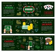 online casino poker pot vector web banners