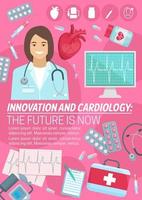 vector poster voor hart cardiologie geneeskunde