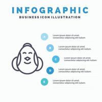 ei kip Pasen baby gelukkig lijn icoon met 5 stappen presentatie infographics achtergrond vector