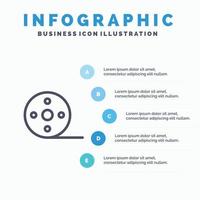 album film film haspel lijn icoon met 5 stappen presentatie infographics achtergrond vector