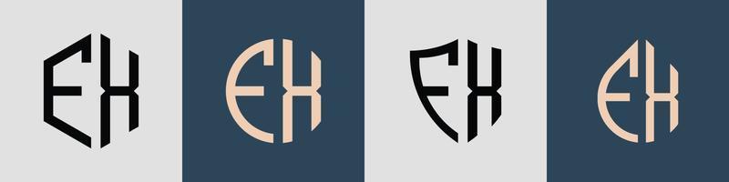 creatief gemakkelijk eerste brieven fx logo ontwerpen bundel. vector