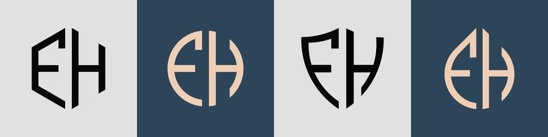 creatief gemakkelijk eerste brieven fh logo ontwerpen bundel. vector