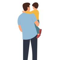 vader Holding zijn zoon in zijn armen. gelukkig vader dag achterkant visie geïsoleerd vector illustratie.