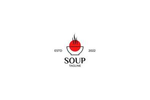 vlak heet voedsel soep kom logo ontwerp vector sjabloon illustratie