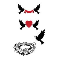 drie vogel duif pictogrammen geïsoleerd Aan wit achtergrond vector