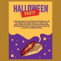 halloween partij verticaal poster met lijkkist illustratie vector