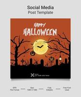 gelukkig halloween sociaal media post sjabloon ontwerp. pompoen met verschrikking halloween concept. vector illustratie voor groet kaart, uitnodiging, web banier reclame, poster.
