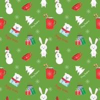 Kerstmis naadloos patronen. Kerstmis eindeloos texturen voor behang, web bladzijde achtergrond, omhulsel papier, enz. winter konijntjes, gestileerde sparren, vector