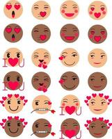 vector tekenfilm emoji geassorteerd uitdrukkingen in liefde Mens en vrouw