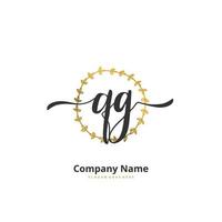 qg eerste handschrift en handtekening logo ontwerp met cirkel. mooi ontwerp handgeschreven logo voor mode, team, bruiloft, luxe logo. vector