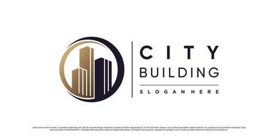 stad gebouw logo ontwerp sjabloon voor bouw met creatief element concept vector