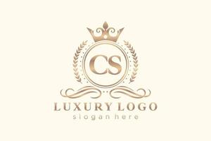 eerste cs brief Koninklijk luxe logo sjabloon in vector kunst voor restaurant, royalty, boetiek, cafe, hotel, heraldisch, sieraden, mode en andere vector illustratie.