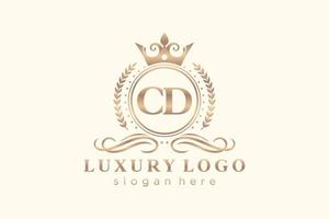 eerste CD brief Koninklijk luxe logo sjabloon in vector kunst voor restaurant, royalty, boetiek, cafe, hotel, heraldisch, sieraden, mode en andere vector illustratie.