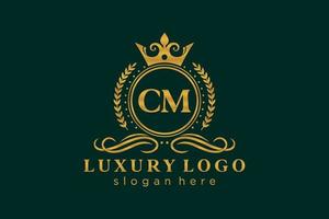 eerste cm brief Koninklijk luxe logo sjabloon in vector kunst voor restaurant, royalty, boetiek, cafe, hotel, heraldisch, sieraden, mode en andere vector illustratie.