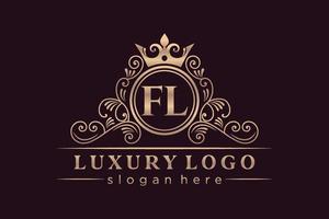 fl eerste brief goud kalligrafische vrouwelijk bloemen hand- getrokken heraldisch monogram antiek wijnoogst stijl luxe logo ontwerp premie vector