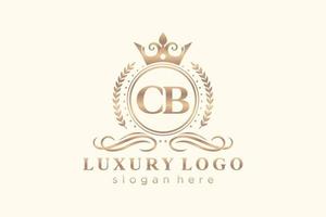 eerste cb brief Koninklijk luxe logo sjabloon in vector kunst voor restaurant, royalty, boetiek, cafe, hotel, heraldisch, sieraden, mode en andere vector illustratie.