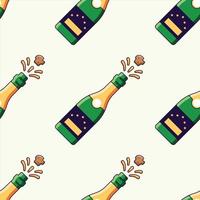 naadloos vector patroon van tekenfilm Champagne Aan licht beige achtergrond voor Kerstmis wikkels, ansichtkaarten, textiel, kleding enz. kerstmis, nieuw jaar en vakantie concept