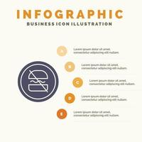 verbod verboden eetpatroon dieet snel solide icoon infographics 5 stappen presentatie achtergrond vector