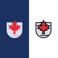 veiligheid blad Canada schild pictogrammen vlak en lijn gevulde icoon reeks vector blauw achtergrond