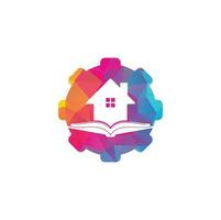 boek huis uitrusting vorm concept logo ontwerp sjabloon. huis en boek logo vector icoon.